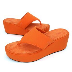 FitFlop Women’s Platforms Wedge Toe-Post Sandals Satsuma Orange 8.5M MSRP $100